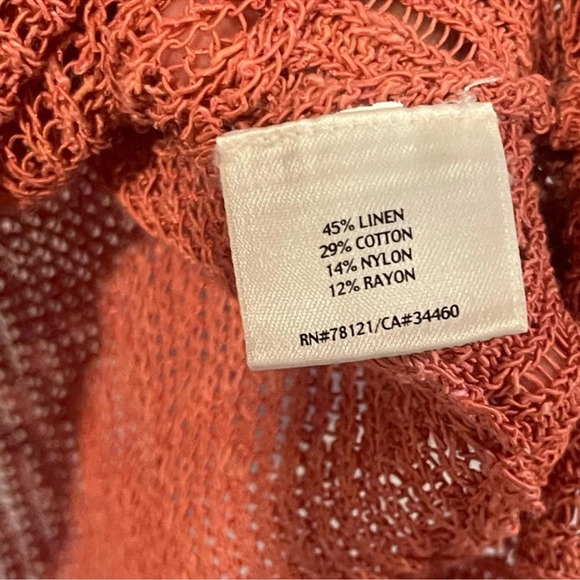 🚩 Final Sale- Eileen Fisher | Linen Blend Asymmetrical Hem Open Knit Sweater - Picture 4 of 7